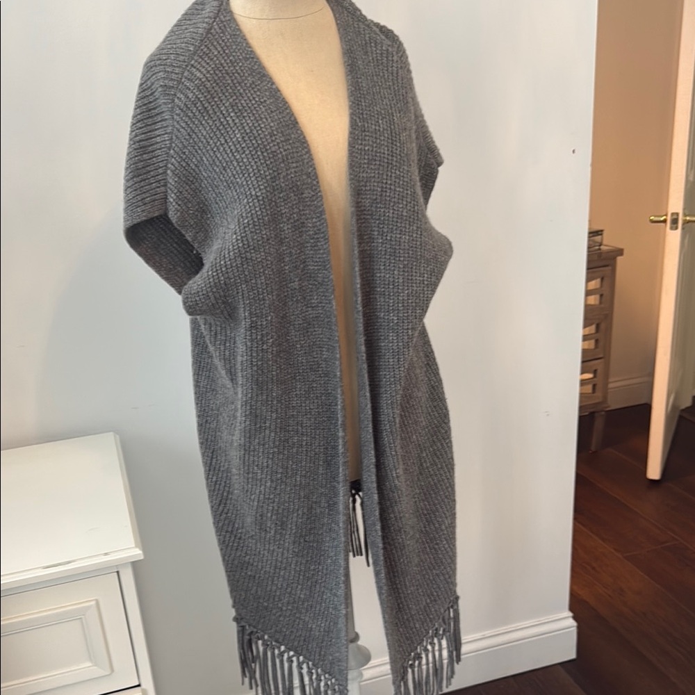 Calypso Gray Knit Cardigan with Fringe